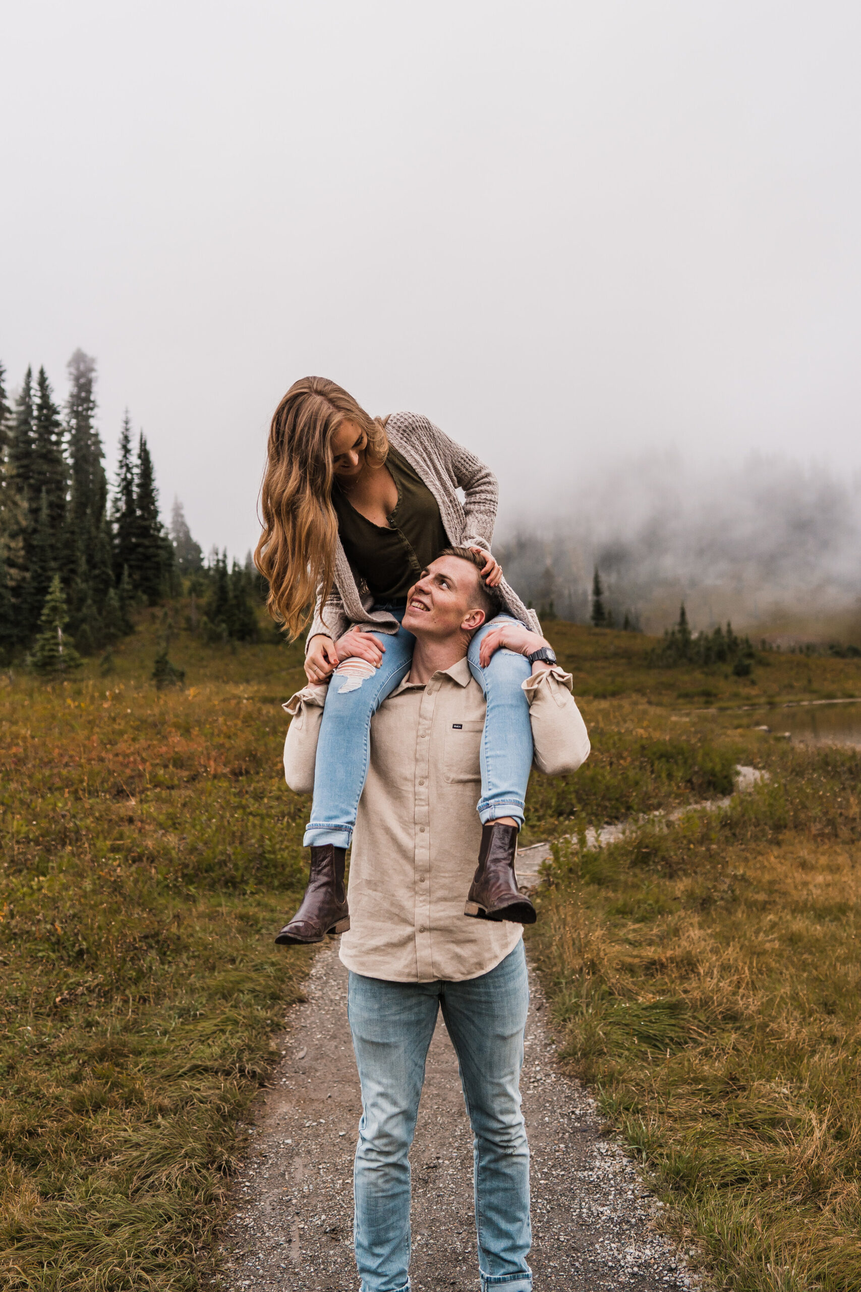 Mount Rainier Fall Engagement Session | Between the Pine Adventure Elopement Photography 