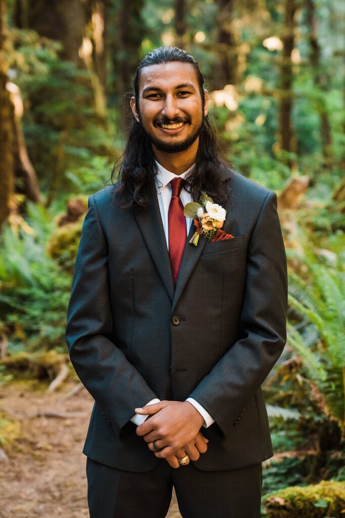 Groom portraits in the forest