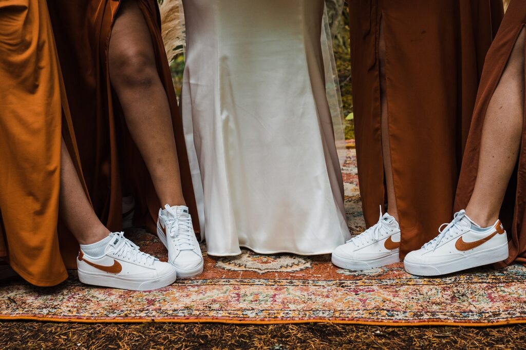 Bridesmaids wearing matching Nike Air Force 1's