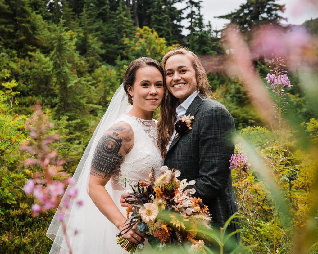 Wedding couple portraits in the North Cascades