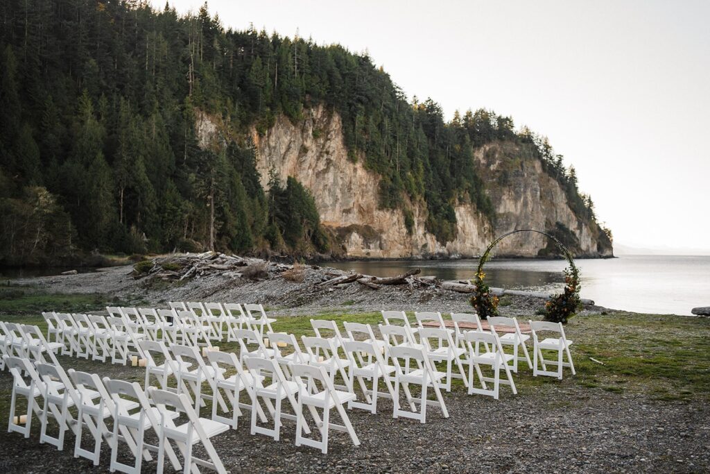 Outdoor wedding ceremony at micro wedding venue on the Olympic Peninsula