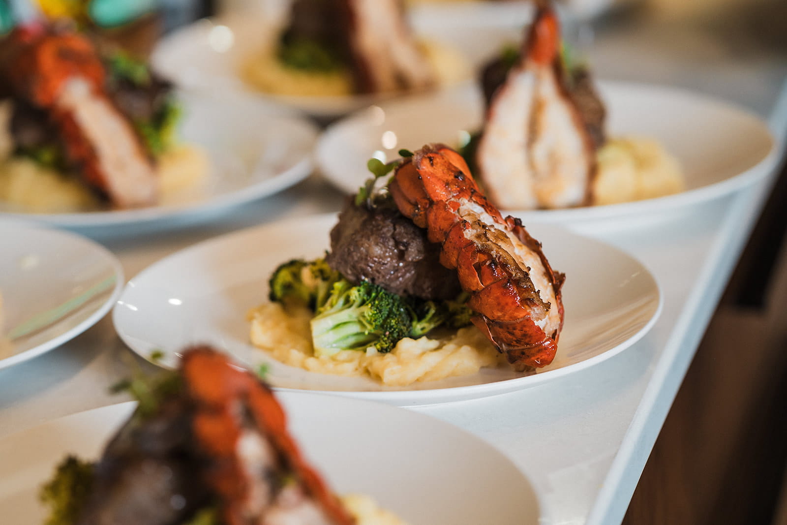 Catered meal at Port Angeles elopement dinner.